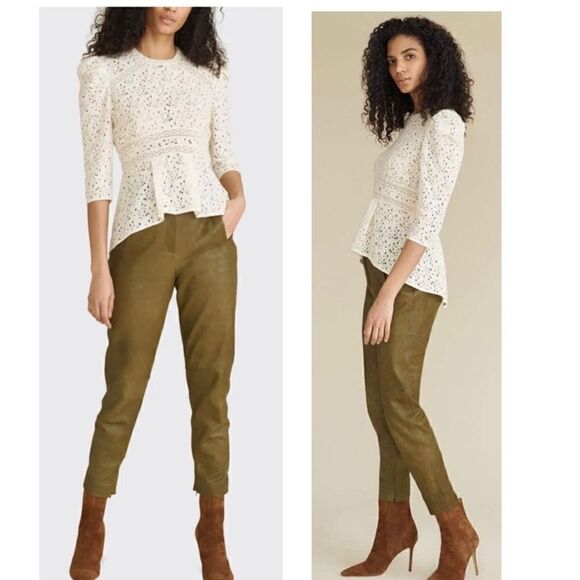 Veronica Beard Women’s Mayme Cotton Long Sleeve Lace Peplum Blouse Top NEW - Picture 5 of 10